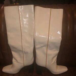 Rag & Bone off-white w/camel piping leather boot